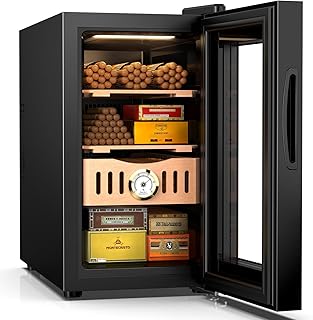 25L Electric Humidor, 200 Counts Cigar Humidor Cabinet with Cooling Temperature Control, Electric Cooling Cigar Fridge with Spanish Cedar Wood Shelves & Hygrometer