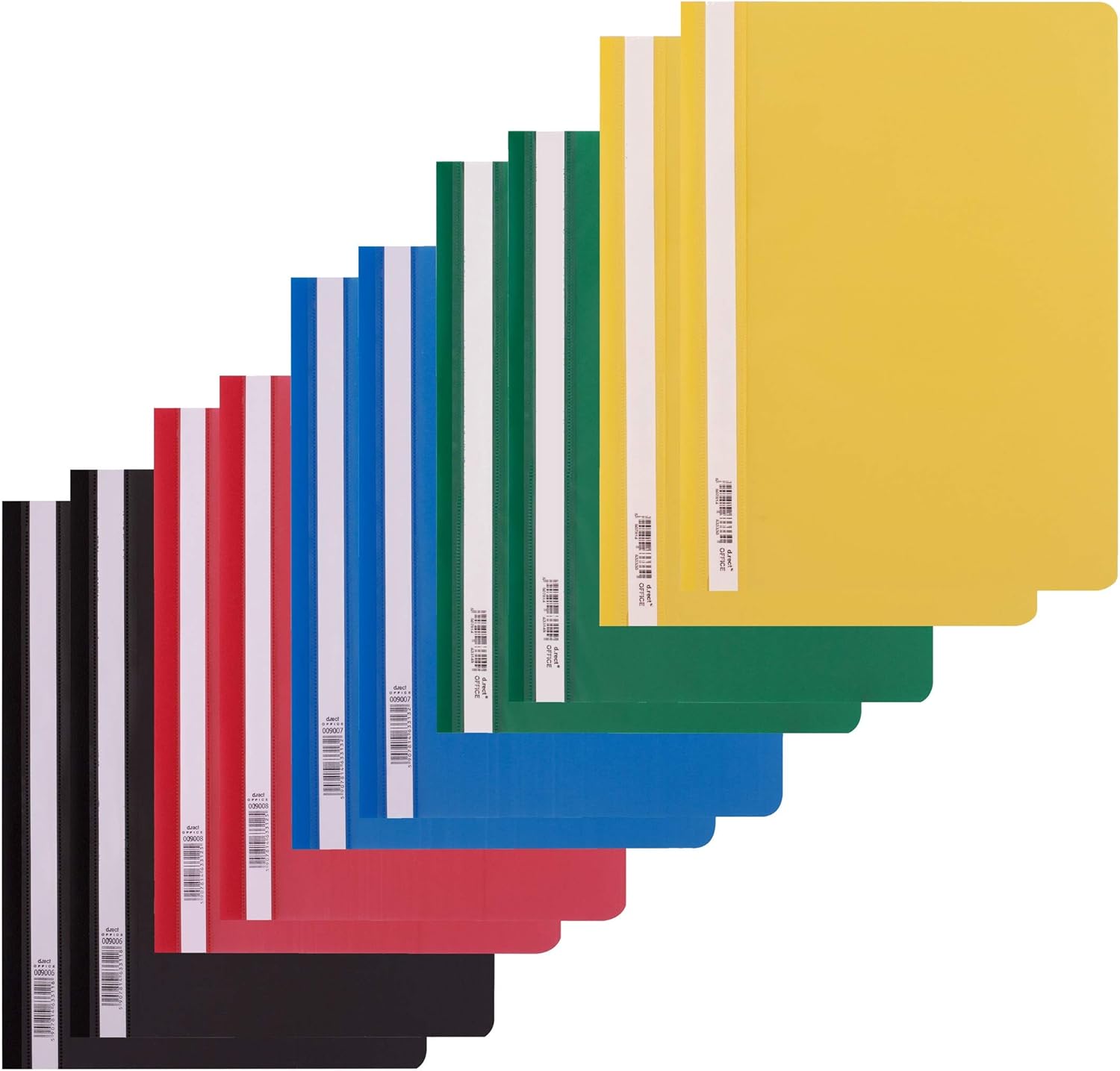 D.RECT Pack of 10 File Folders Cardboard (2 per Colour 5 x 2) | Cardboard File Folder A4 Made of Plastic with Transparent Front Cover | Plastic File Folder Made of PP Film Ideal for Office and School