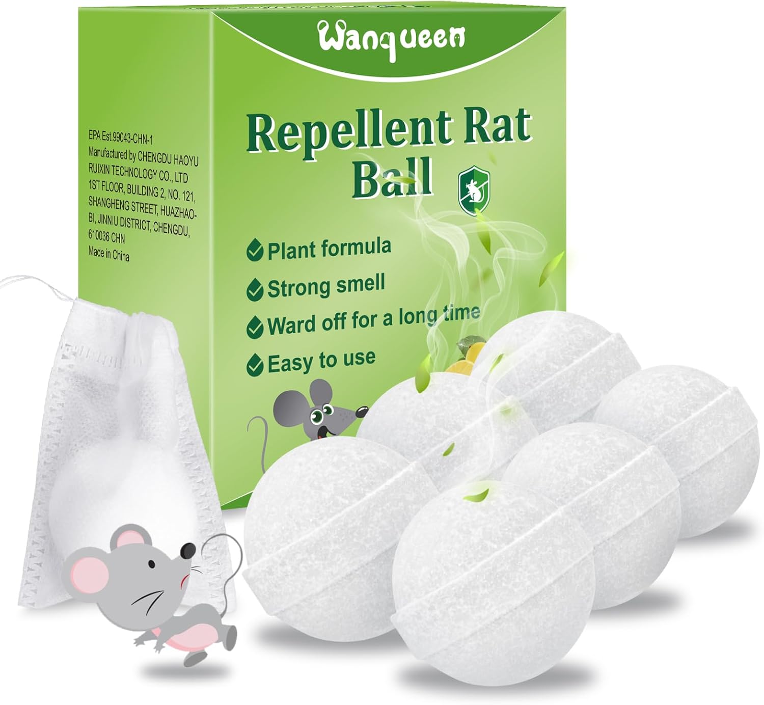 6 Pack Mouse Rodent Repellent Balls – Peppermint Oil to Repel Mice & Rats, Long Lasting 3 Months Protection, Safe for Pets & Kids – Natural Deterrent for Home, Garage, Car