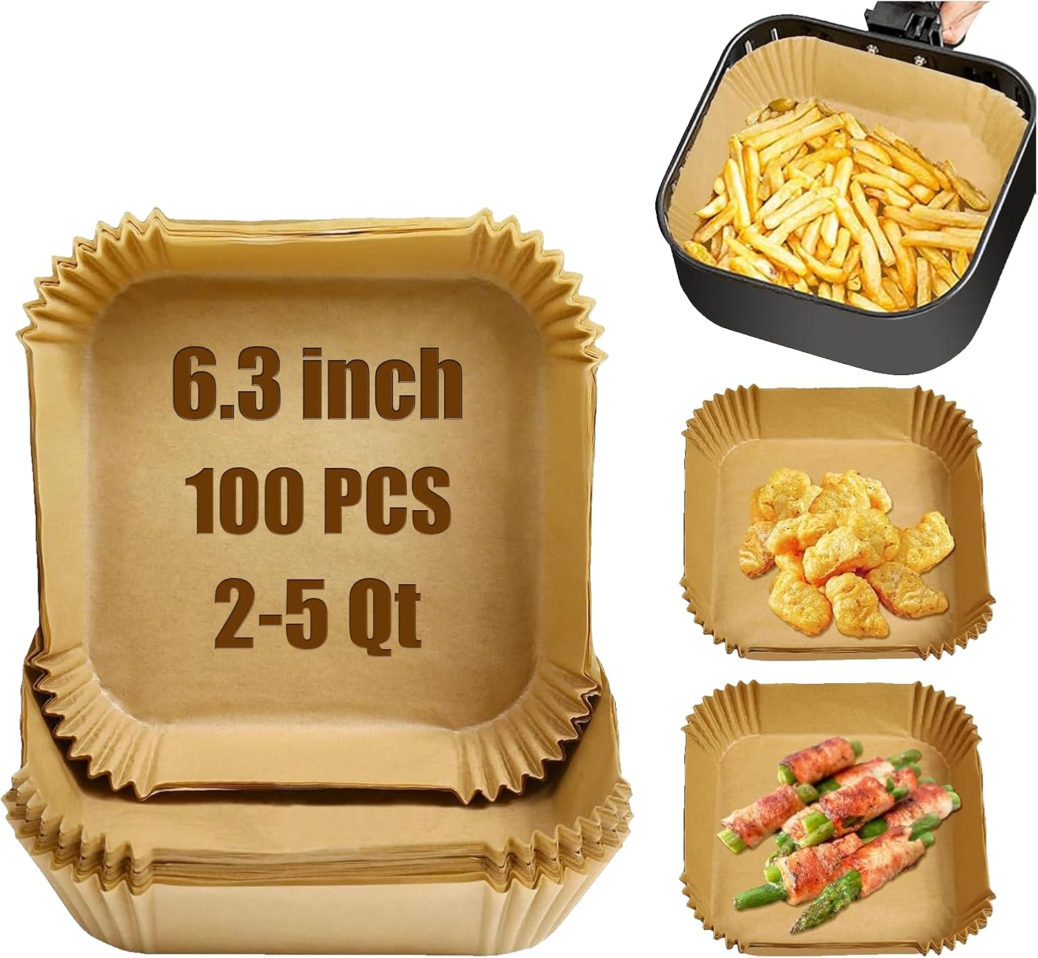 100 Pcs Mini Air Fryer Liners Disposable for Most 2-5 Qt Small Air Fryer