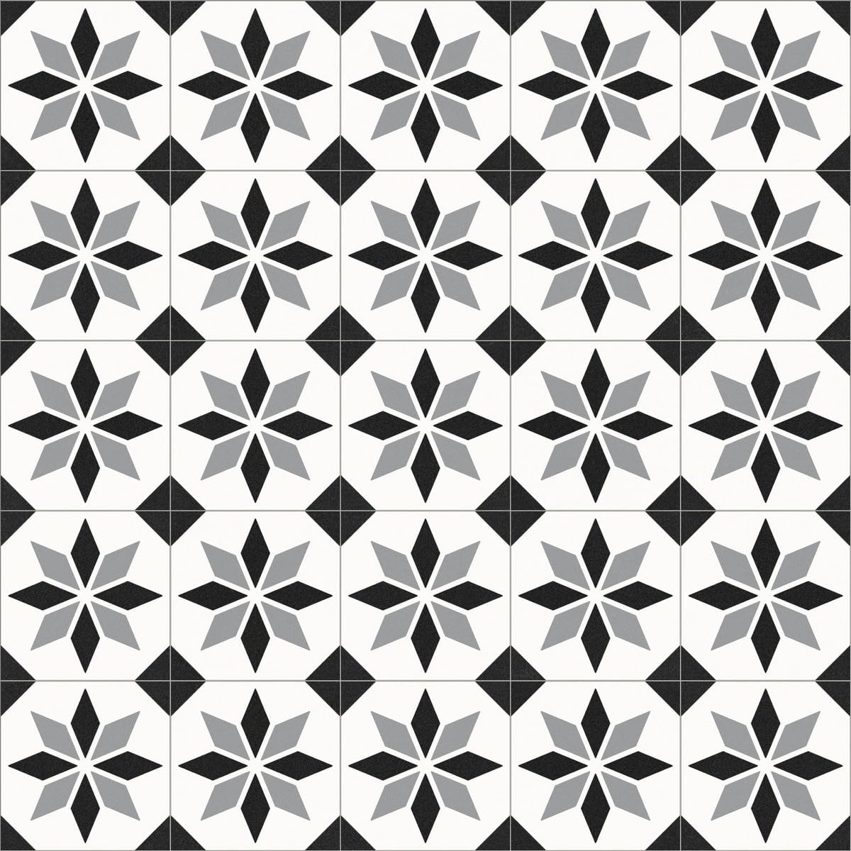 VINYL FLOORING UK 099M Scottsdale Black & White Designer Effect Vinyl Flooring For Kitchen, Bathroom, 2.3mm Thick Foam Backed Vinyl Sheet-1m(3'3") X 2m(6'6")-2m²