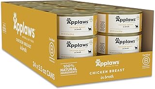 Applaws Natural Wet Cat Food, 24 Count, Limited Ingredient Canned Wet Cat Food, Chicken Breast in Broth, 5.5oz Cans