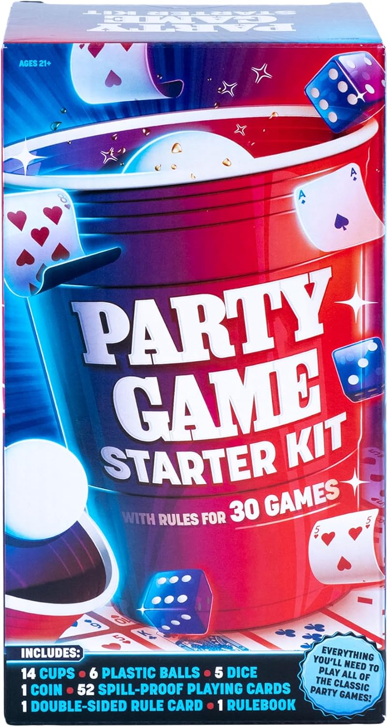 Goliath Endless Games Party Game Starter Kit – 30 Fun Drinking Games & Supplies for Adults | 2+ Players | Includes Cups, Dice, and Cards | Ages 21+