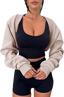 Zwurew Women's Bolero Shrug Long Sleeve Cropped Sweatshirt with Thumb Hole Workout Shrugs Open Front Y2K Tops 2024