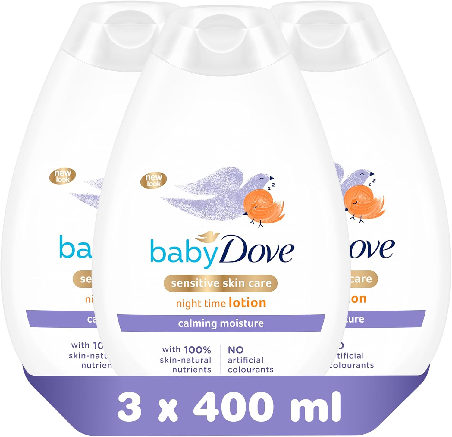 Baby Dove Calming Night Time Lotion – Gentle Chamomile Baby Moisturiser for Sensitive Skin, Relaxes & Soothe Before Bed, 3 x 400ml