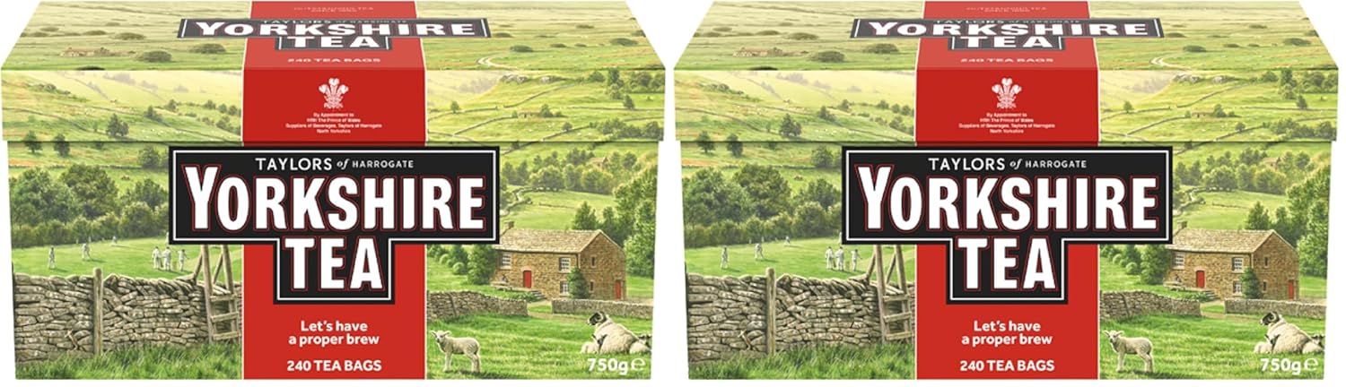 Yorkshire Tea,Red,Black Tea,Pillow-Tea Bags,Refreshing,Satisfying,and Strong,Classic British Breakfast Blend,Caffeinated,Enjoy Hot or Iced,240 Count (Pack of 2)