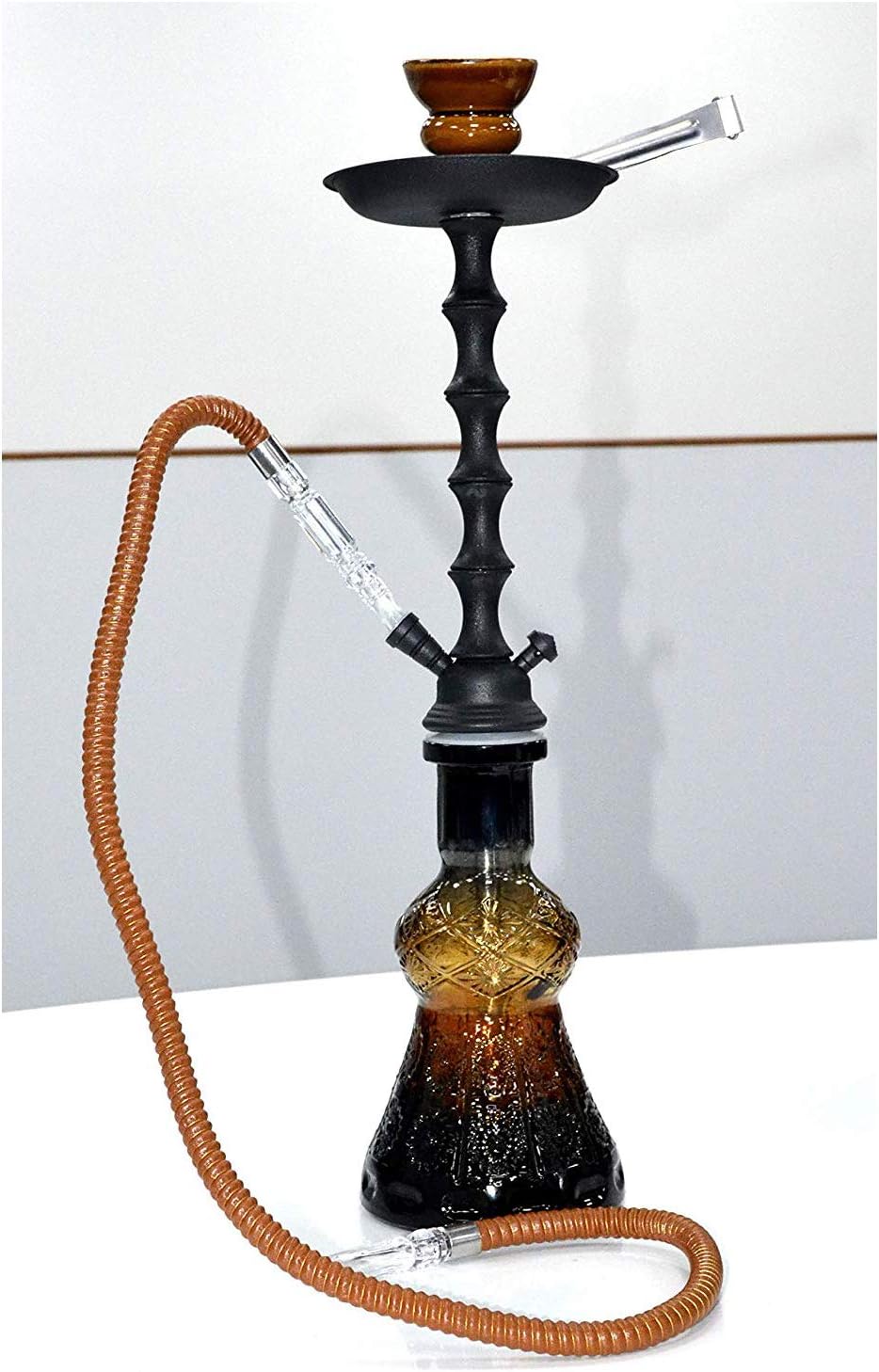 SHISHAS SMOKING NICOTINE FREE - HOOKAH PIPES LARGE 55CM HEIGHT AND 1 HOSE SHISHA PUFFS - COLOUR MAY VARY (DESIGN-152)