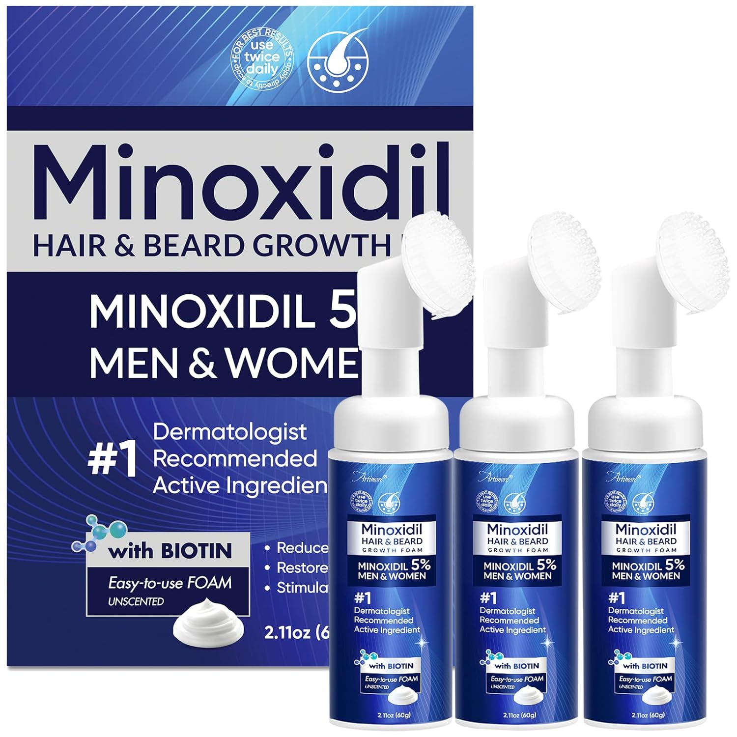 5% Minoxidil Foam for Men and Women, Minoxidil for Men Foam for Hair and Beard, Minoxidil for Women Hair Growth (6 Ounce)
