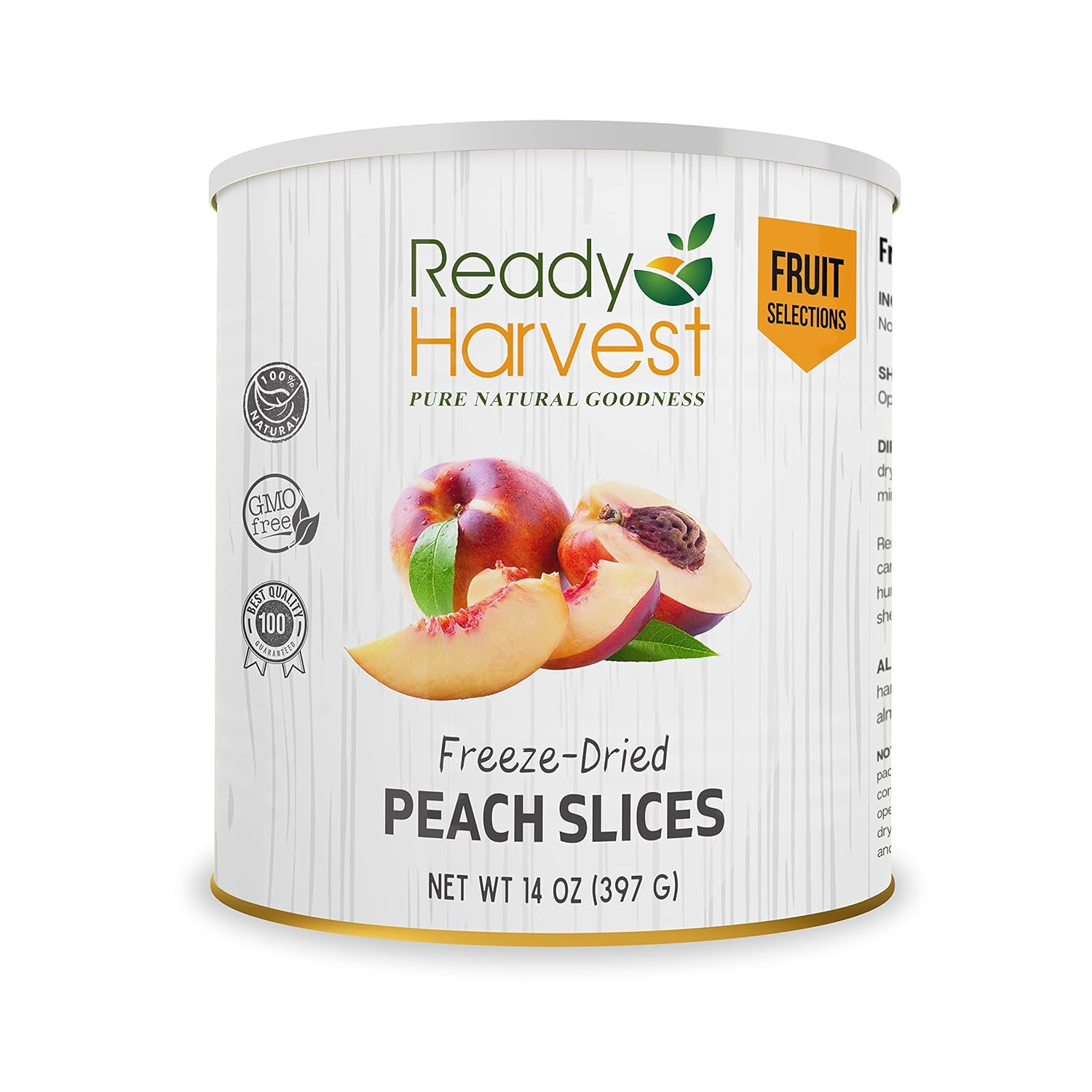 Ready Harvest Freeze Dried Peaches Freeze Dried Fruit, Gluten Free Snacks, Fruit Snacks, Canned Food, Bug Out Bag Camping Essentials, Veggie Snacks #10 Can, 25-year shelf life 397g
