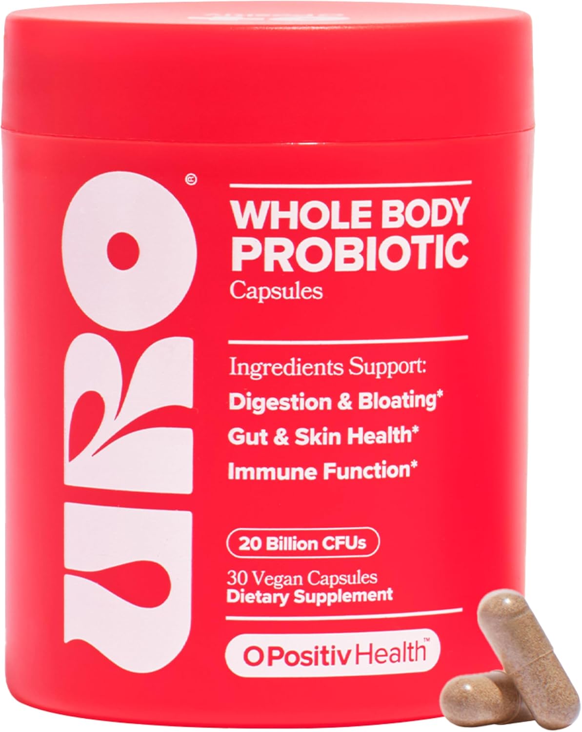 O Positiv URO Whole Body Probiotic – 3-in-1 Probiotic Supporting Gut, Skin, and Oral Microbiomes & Digestive Health – 20B+ CFUs, Licorice Root, Dandelion – Non-GMO, Vegan, Gluten-Free – 30 Capsules