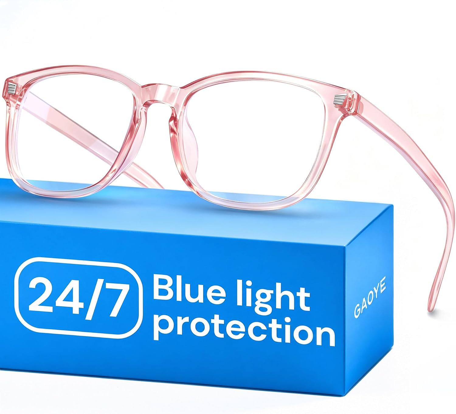 Gaoye Blue Light Glasses for Computer & Gaming - Transparent Pink