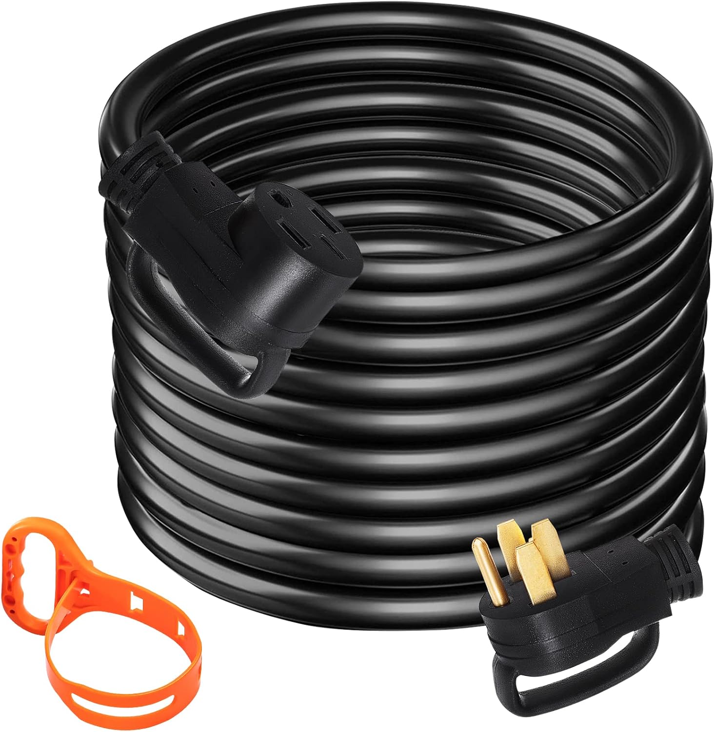 VEVOR 50 FT 50 Amp RV Extension Cord NEMA N14-50P to N14-50R, 125 / 250V Heavy Duty STW 6/3+ 8/1 RV Power Cord, for EV Charging and RV Trailer Campers