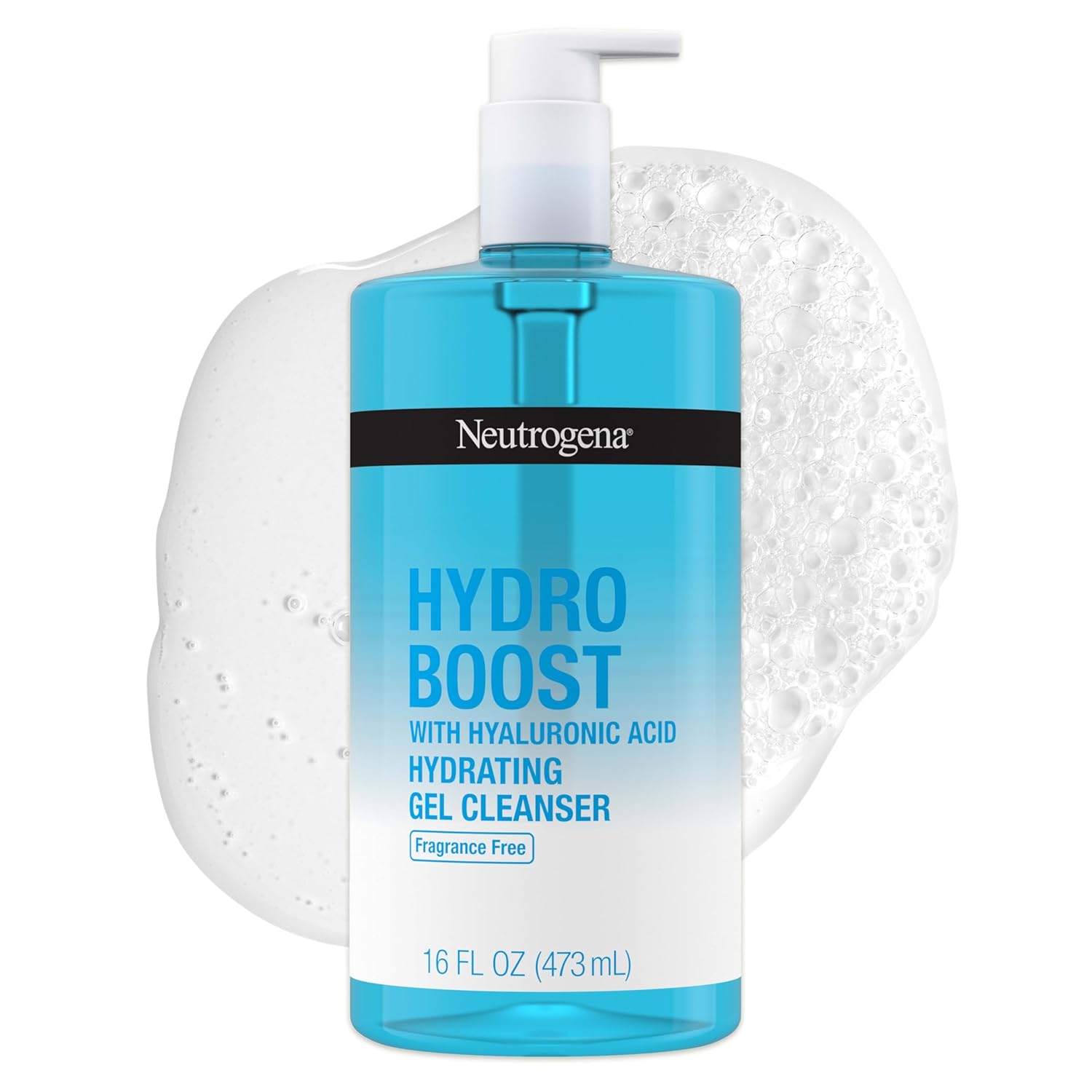 Neutrogena Hydro Boost Fragrance Free Face Wash, Hydrating Gel Facial Cleanser with Hyaluronic Acid, Daily Foaming Face Wash & Makeup Remover, 16 fl. oz