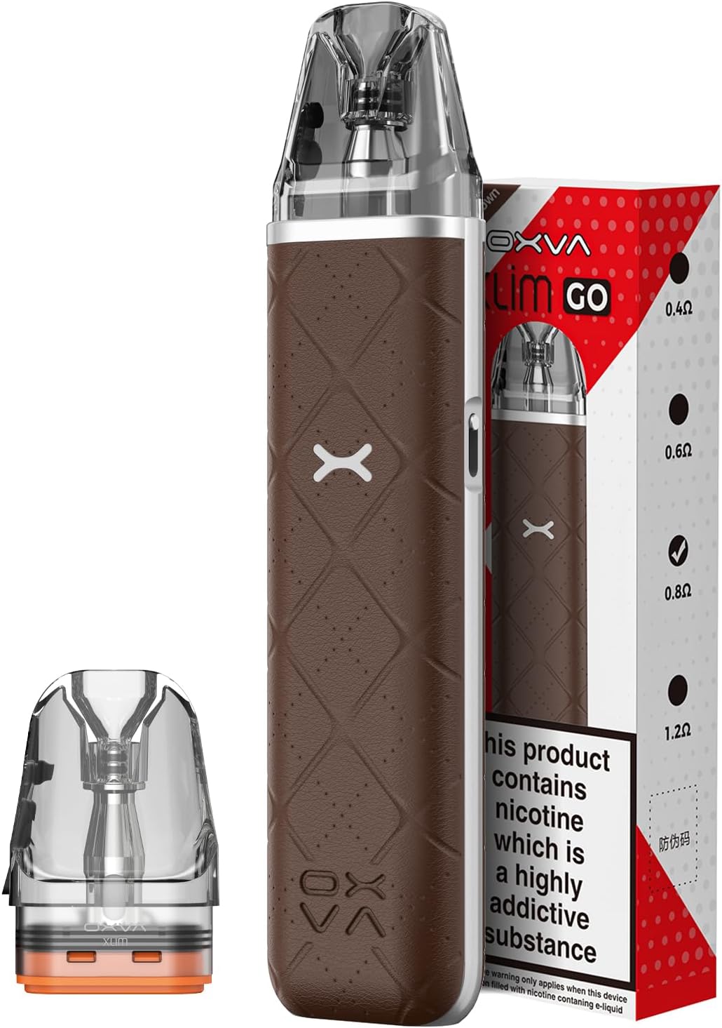 Vaporr Oxva XLIM GO Vape Pod Kit [FILL, and GO] 30W Max Output | 1000mAh Battery | Anti-Leak Top Fill Cartridges | X-treme Flavor Experience Vape Kit 2ml TBD- No Nicotine (Dark Brown)