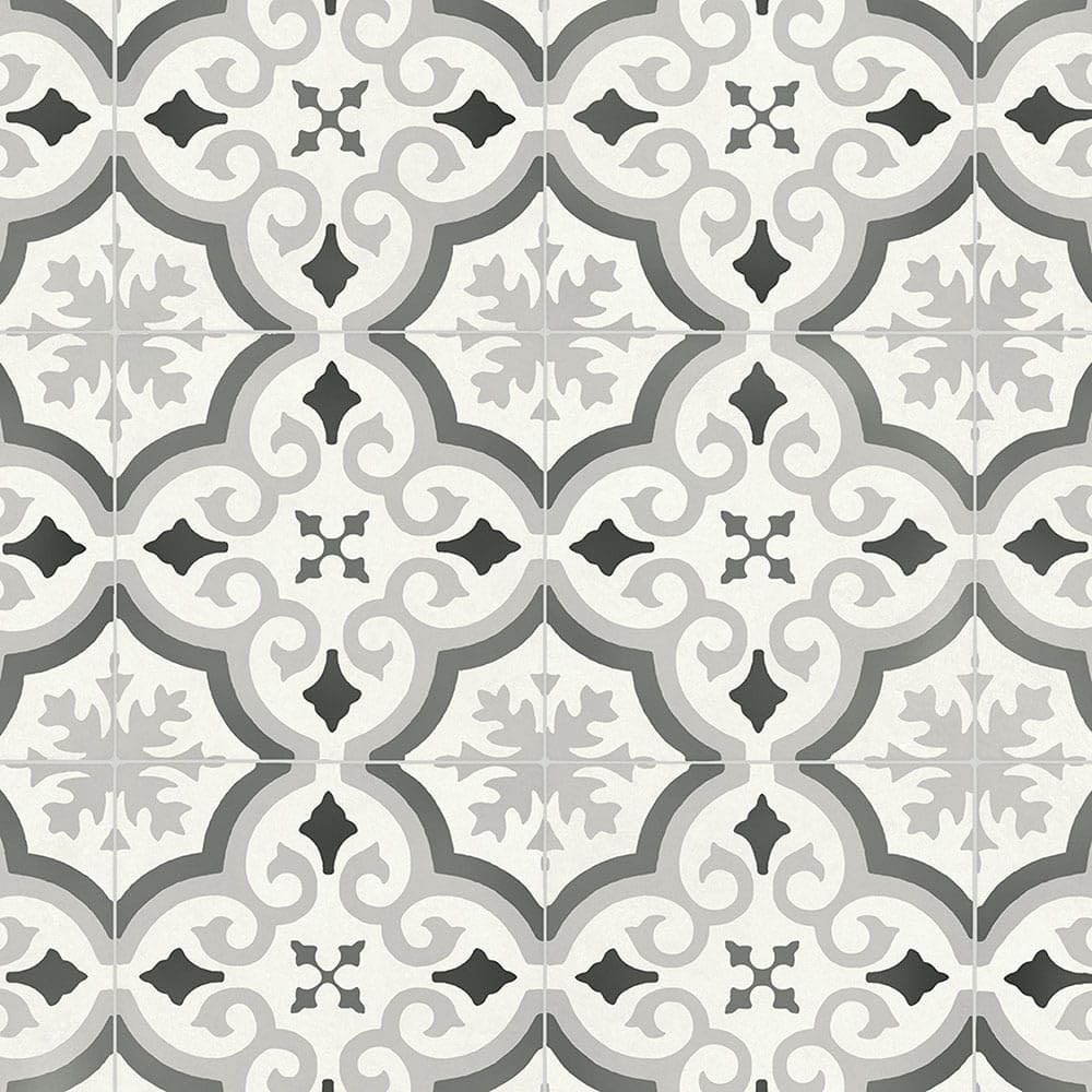 VINYL FLOORING UK White Grey Morrocon Effect Anti-Slip Vinyl Flooring for LivingRoom, Hallways, Kitchen, 2.8mm Thick Cushion Backed Vinyl Sheet, Waterproof Lino Flooring-3m(9'9") X 3m(9'9")-9m²
