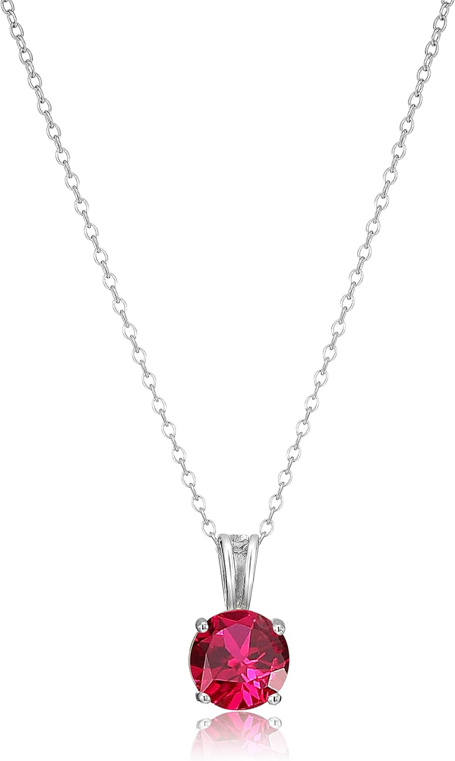 Amazon Essentials Sterling Silver Round Cut Birthstone Pendant Necklace 18" (previously Amazon Collection)