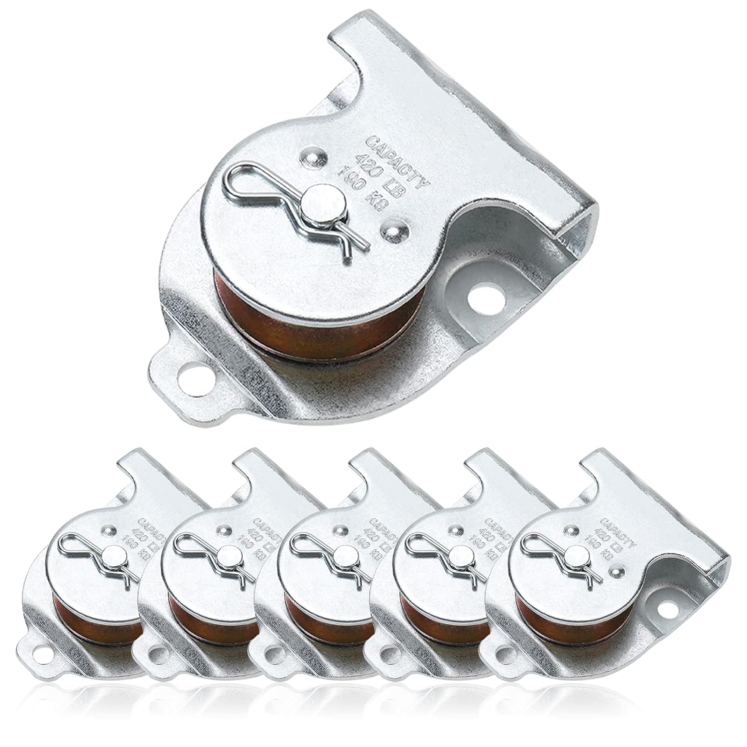 Ceiling Mount Single Pulley 1-1/2 Inch Wall Mount Pulley Ceiling Pulley for 3/8" Wire or Rope, Pack of 6