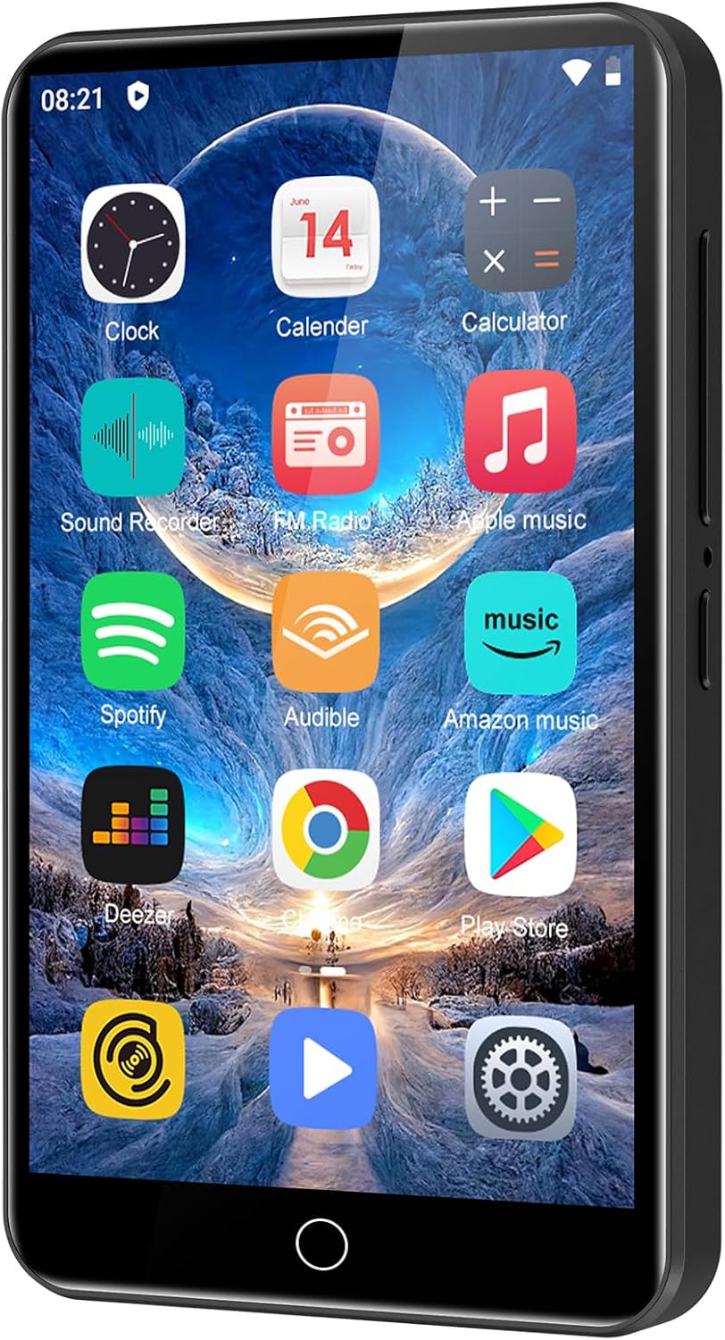 80GB MP3 Player with Bluetooth and WiFi, 4.0" Full Touchscreen Mp4 Mp3 Player with Spotify, Audible, Amazon Music, Android Music Player with Speaker, FM Radio, E-Book, Up to 1TB (Black)
