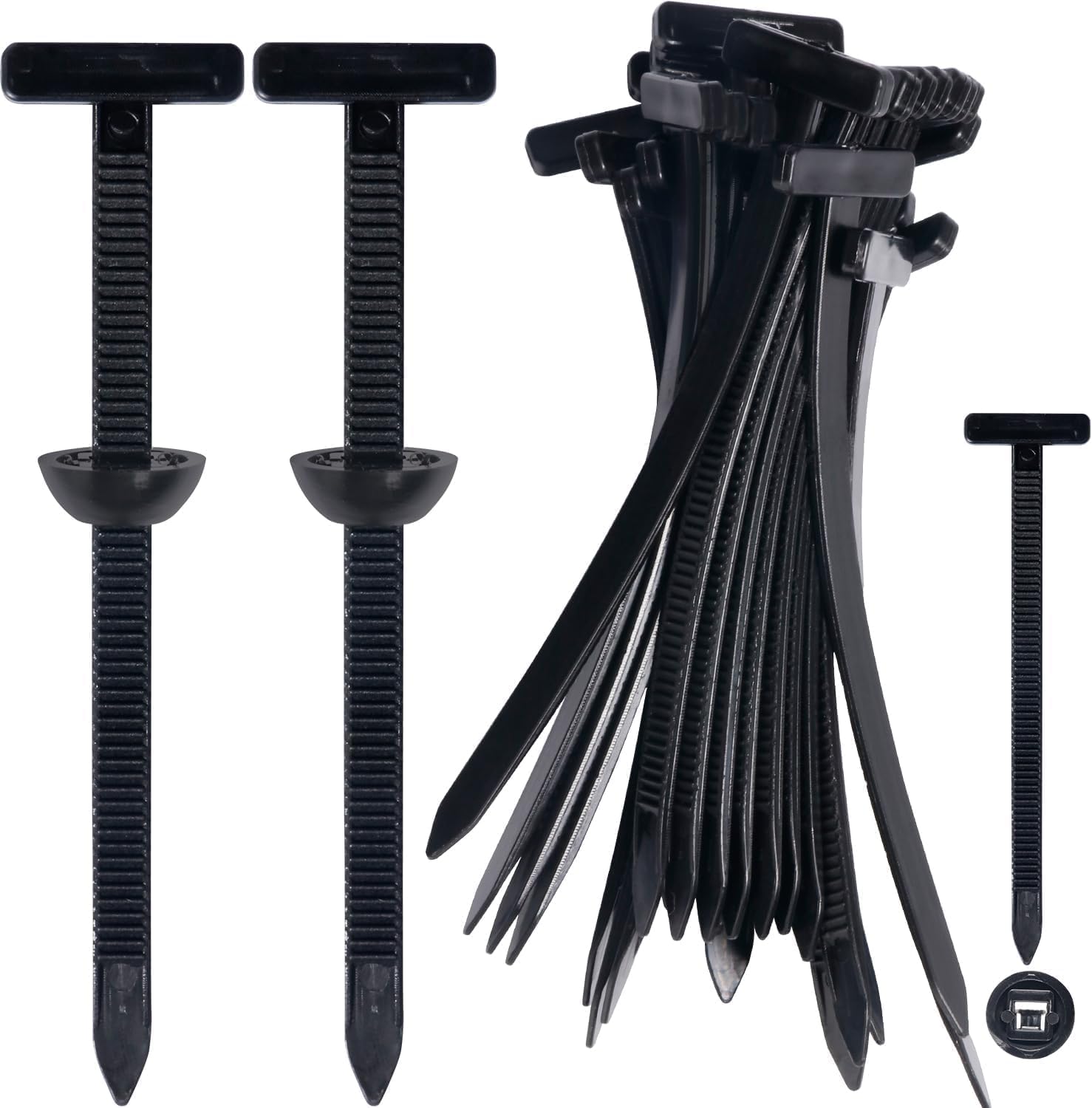 50PCS Nylon Universal Cable Tie Buckle, Heavy Duty Self-Locking Nylon Cable Tie Holder, Multi-Purpose Universal CableTie Tool for Quick Fastening, Automotive Repair and Daily Use.