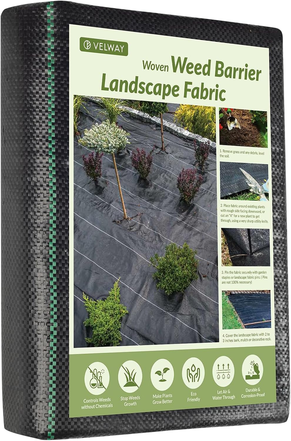 Velway Weed Control Membrane Heavy Duty - 1x10M Weed Control Barrier Fabric Landscape Ground Cover for Artificial Grass Patios Paths Flower Beds - Weed Suppressant Membrane