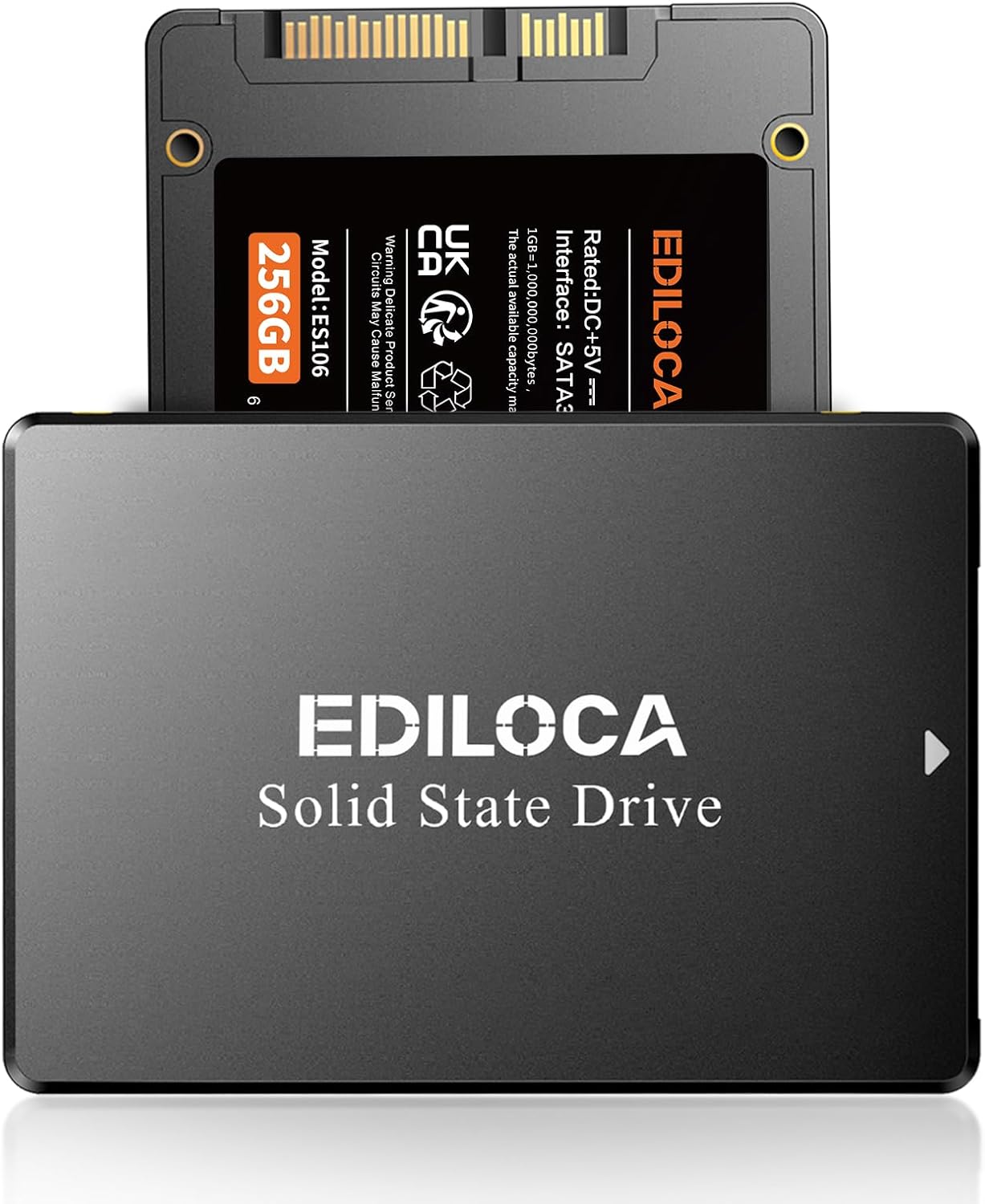 256GB SSD, Internal Solid State Drives, 2.5" SATA SSD 256GB, Up to 520MB/s, 3D NAND TLC, Compatible with Laptop & PC Desktop(ES106 Black)
