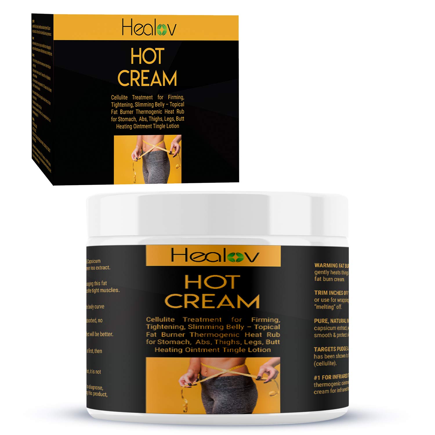 Hot Cream Cellulite Treatment for Firming, Tightening, Slimming Belly – Topical Fat Burner Thermogenic Heat Rub for Stomach, Abs, Thighs, Legs, Butt – Heating Ointment Tingle Lotion