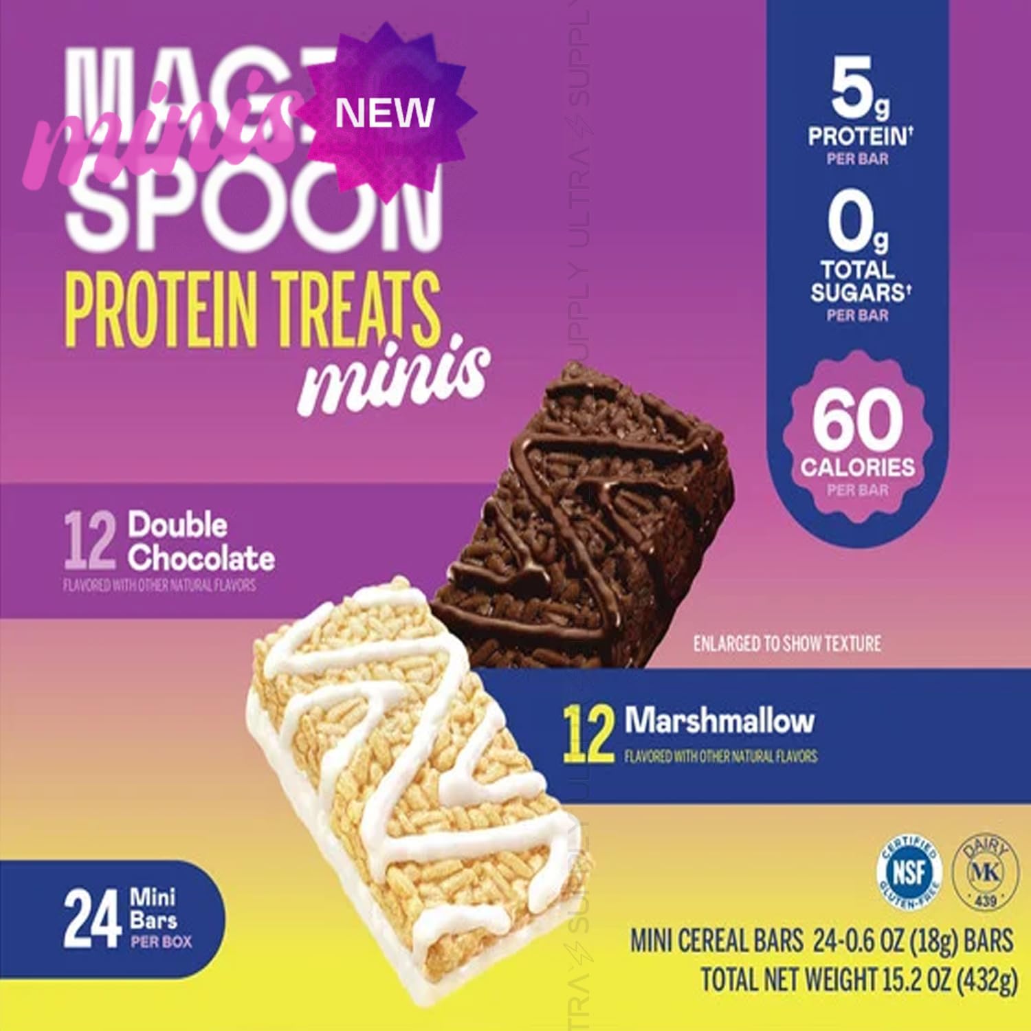 Magic-Spoons Protein Treats Minis (24 Count.) Double Chocolate & Marshmallow, Keto Friendly, 5g Protein, Low Sugar, Gluten-Free Snack Bars
