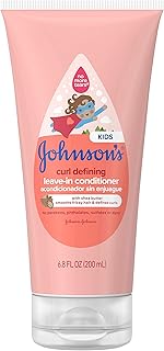 Johnson's Kids Curl Defining Leave-In Conditioner + Shea Butter, Tear-Free, Paraben-, Sulfate- & Dye-Free, Hypoallergenic & Gentle for Toddlers' Haircare, Bath Essentials, 6.8 fl. oz