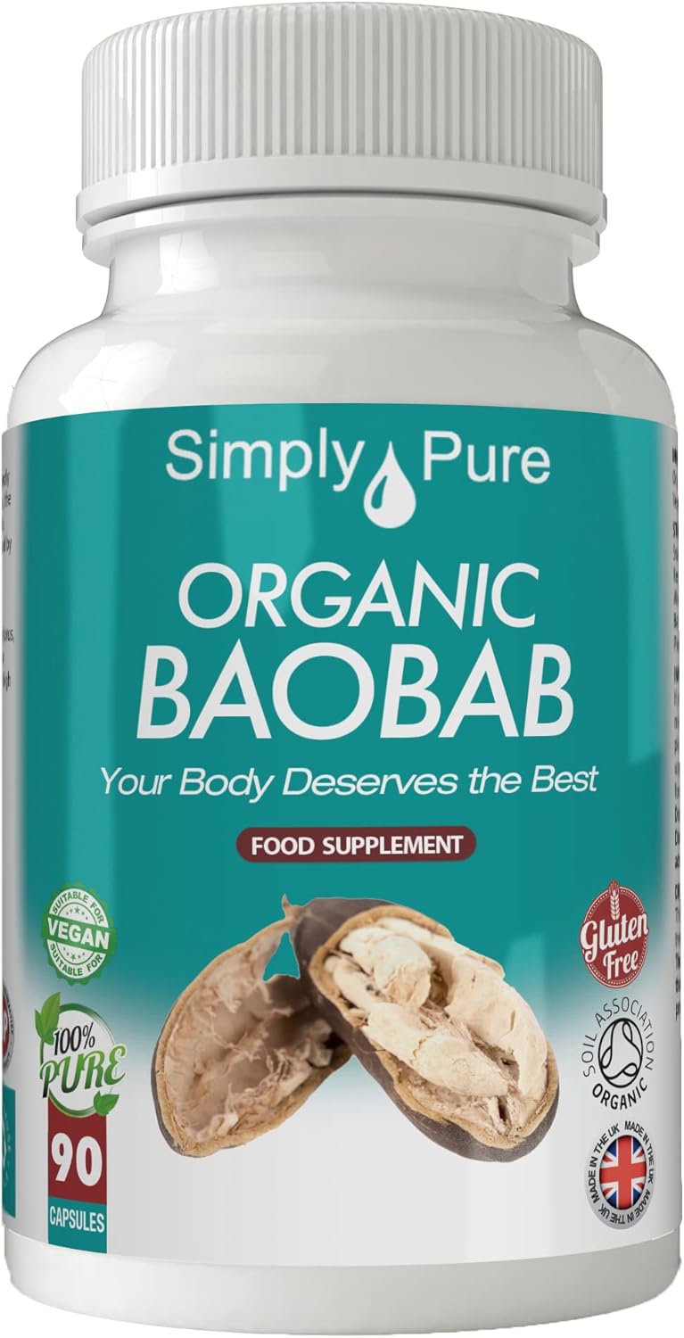 Organic Baobab for Gut Health & Immune Support | 500mg Capsules x 90 | 100% Pure Soil Association Certified | Gluten Free | GM Free | Vegan