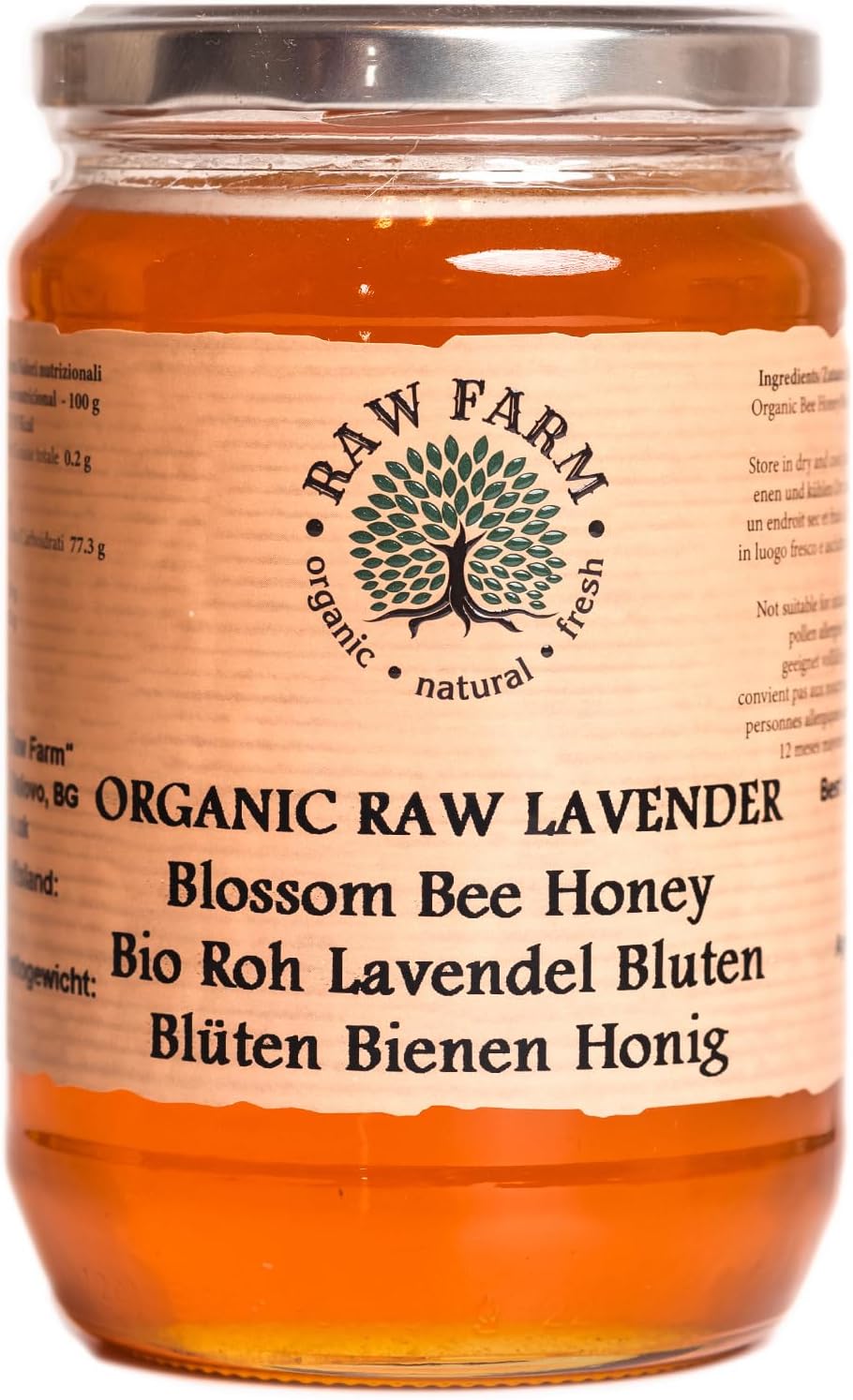 900 g Organic Raw Lavender Honey – Single Sourced, Pure and Natural, Directly from the RAW FARM Beekeepers (900, Lavender Honey)