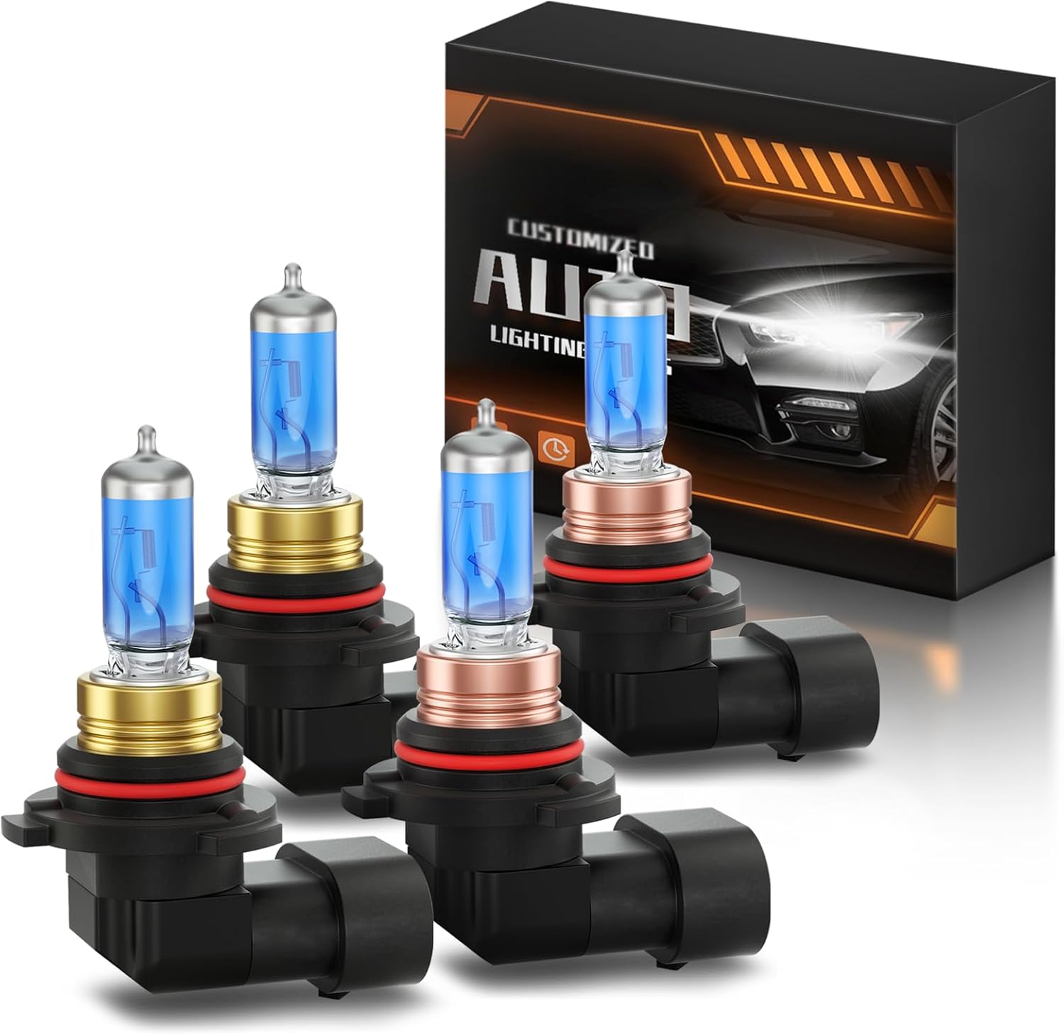 Fits for 1993-2006 GMC Yukon Halogen Headlight Bulbs Combo, Ultra Bright 5000K White High Low Beam Headlight Bulbs, Plug and Play, 4 Pack