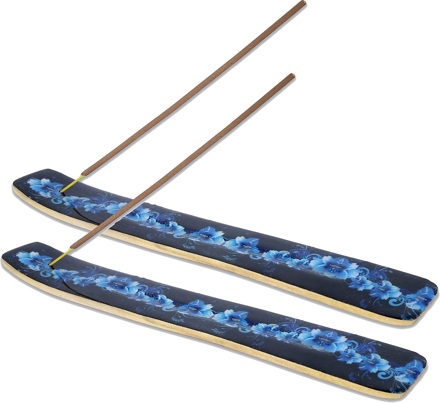 Bless-International Traditional-Handmade-Burner Wooden-Incense-Stick-Holder Ash-Catcher-Stand For-Aromatherapy-Meditation-Yoga (Meditation Time) Pack of 2