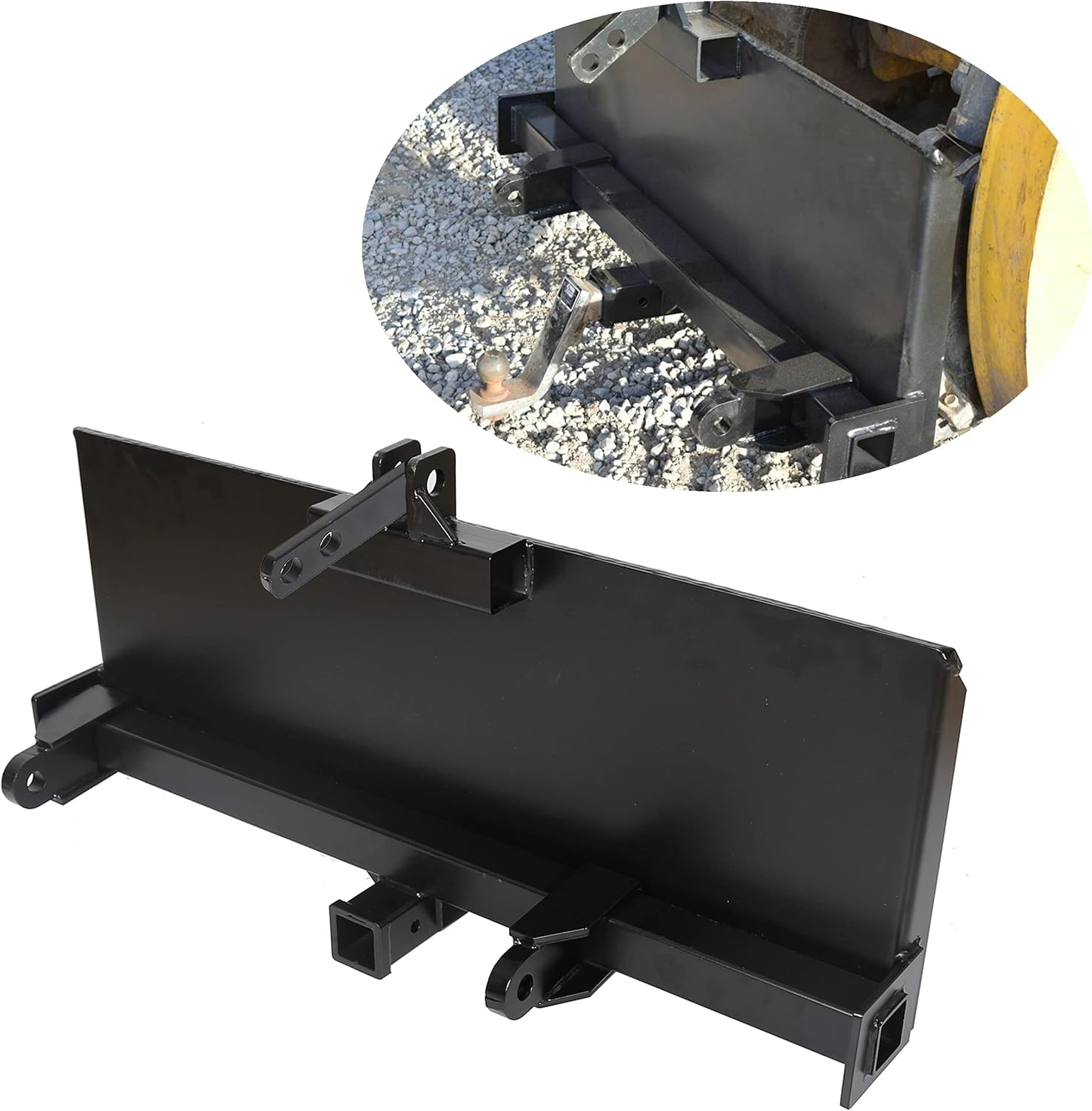 ECOTRIC Universal 3 Point Attachment Adapter Adjustable Width Lift Arms from 8" to 43" for Skid Steer Trailer Hitch Front Loader Case