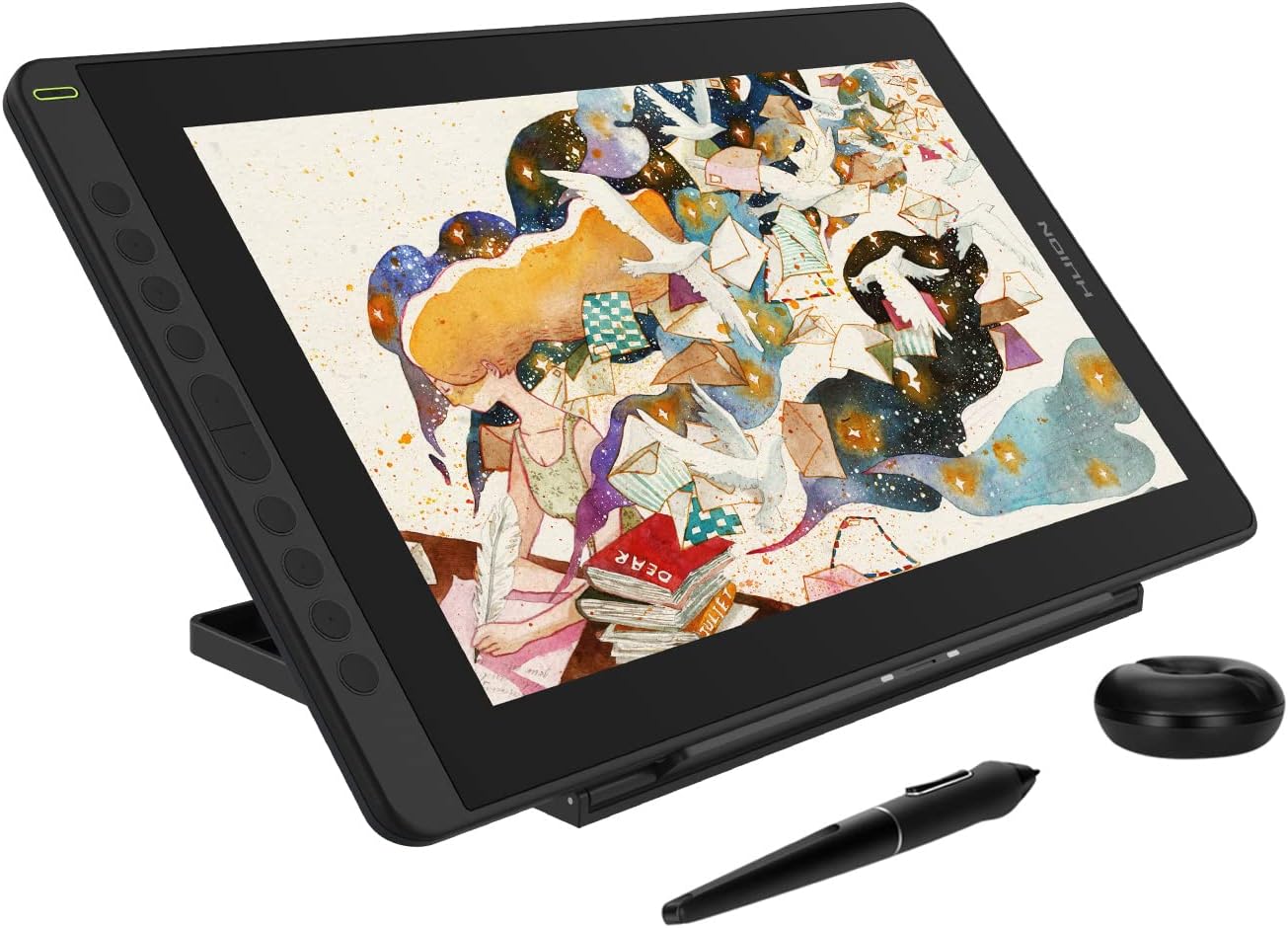 2021 HUION KAMVAS 16 Graphics Drawing Tablet with Full-Laminated Screen Anti-Glare 10 Express Keys Android Support Battery-Free Stylus 8192 Pen Pressure Tilt Adjustable Stand - 15.6 Inch Pen Display