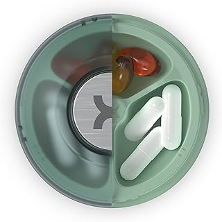 Promixx CORE Pill Box Organizer - Magnetic Stackable and Pocket-Sized Daily Tablet Container - Durable and BPA Free (Seagrass Green)
