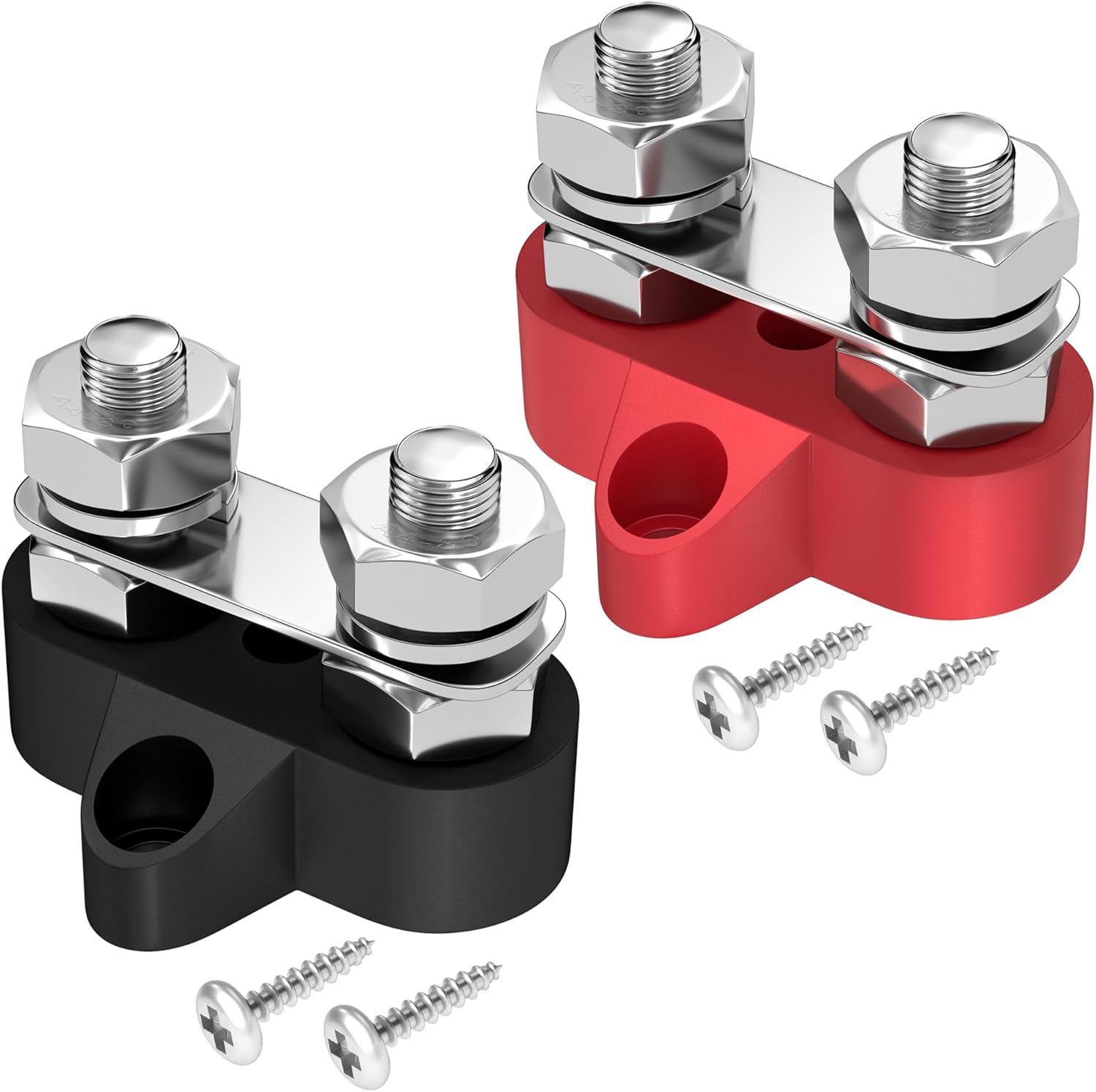 Joinfworld Bus Bar 12V 250A Battery Power Distribution Block Dual 5/16"(M8) Studs 12 Volt Terminal Block Busbar Junction Block for Auto Car Marine Boat - Positive&Negative