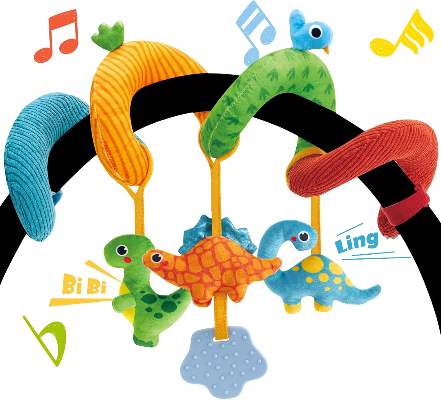 hahaland Car Seat Toys for Babies 0-6 Months Boy Stroller Toy Dinosaur