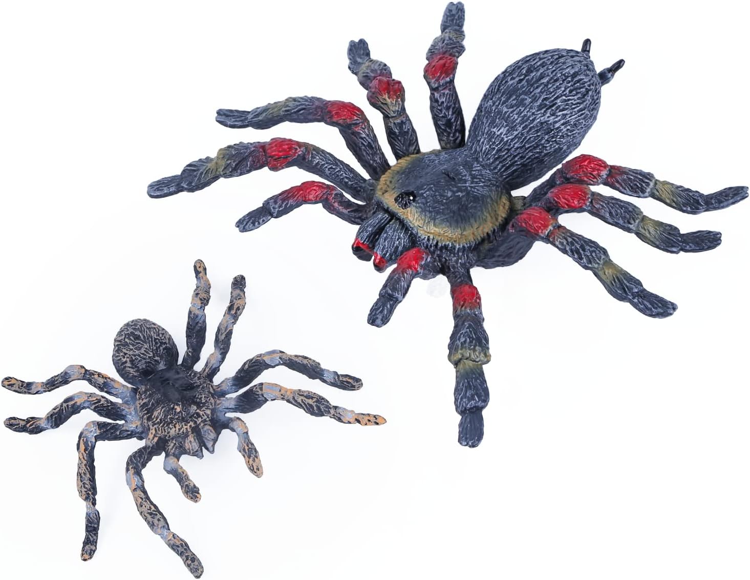 SIENON Realistic Spider Animal Figures- 2Pcs Lifelike Insect Figurines Toys Giant Whiteknee Tarantula Action Model for Kids Education Halloween Prank Props Decoration