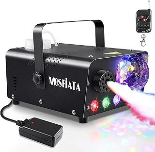 MOSFiATA Fog Machine with Disco Ball Lights 600W Smoke Machine with RGB LED Lights, 2300 CFM Spray, Remote Control, Perfect for Halloween, Christmas, Wedding, Party, Club, DJ Stage Effect