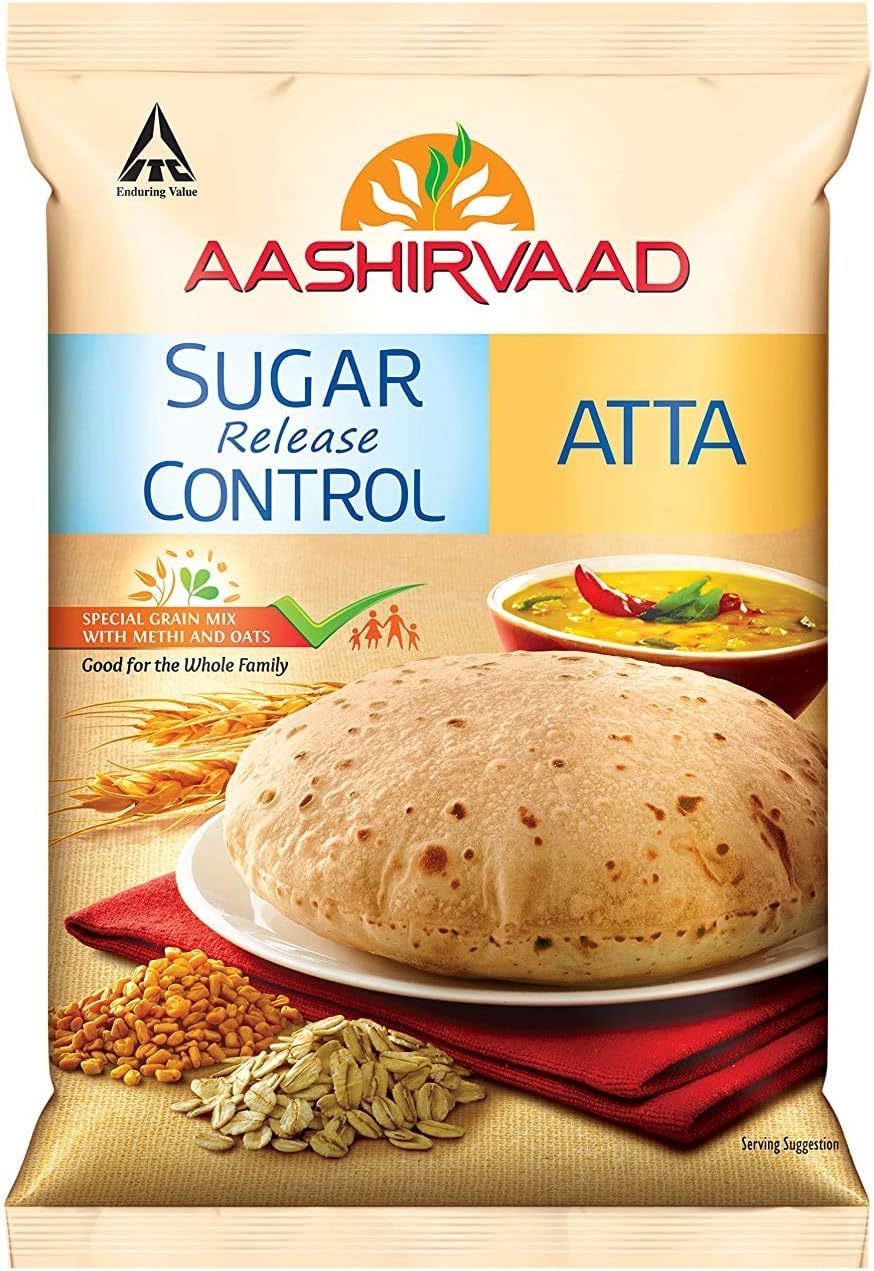 Aashirvaad Sugar Release Atta 5 kg – 100% Pure and Natural – Helps to Manage Sugar Spikes – Nutritious and Healthy