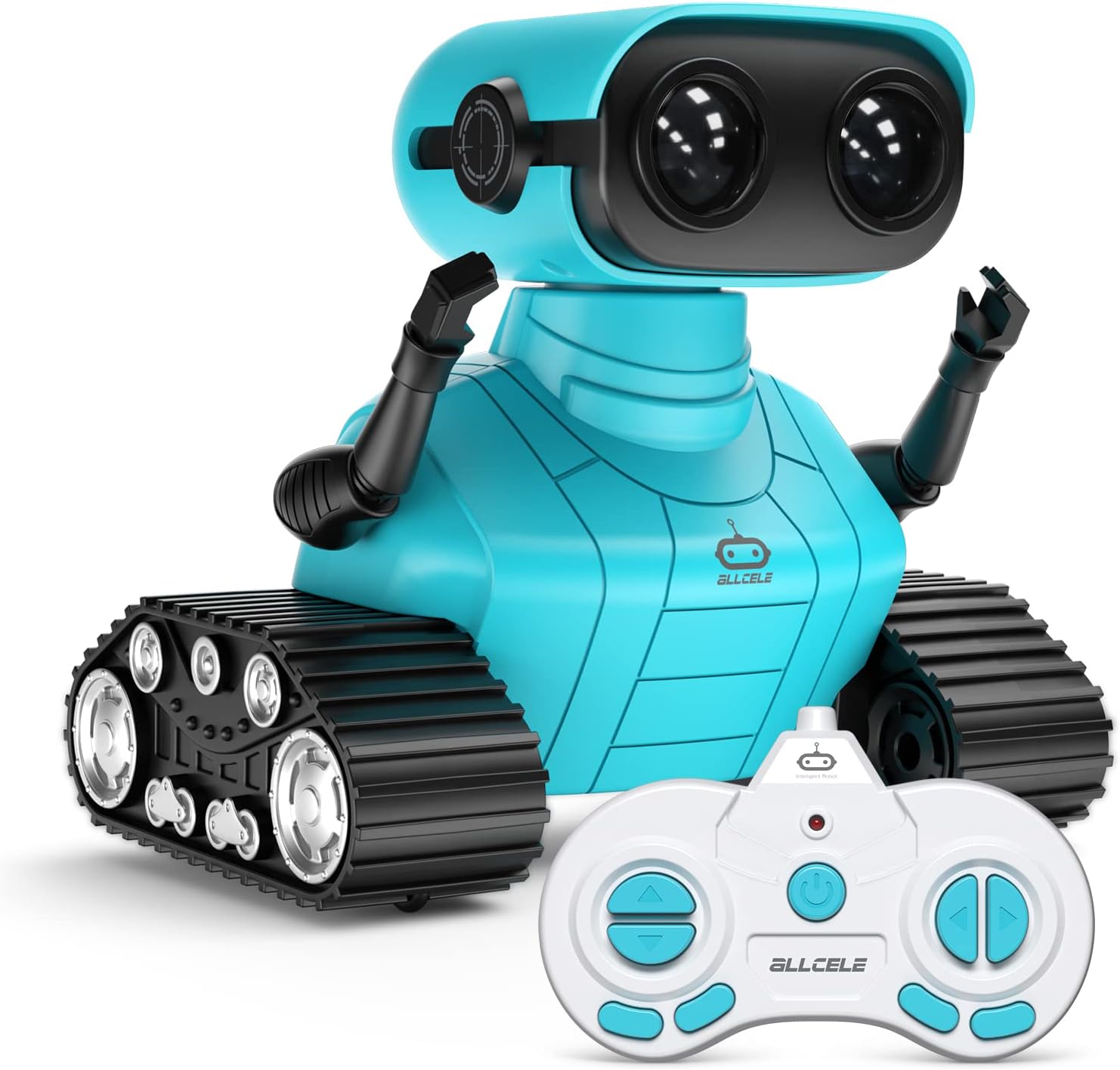ALLCELE Robot Toys, Rechargeable Kids RC Robots for Girls & Boys, Remote Control Toy with LED Eyes & Music, for Children Age 3+ Years Old - Blue