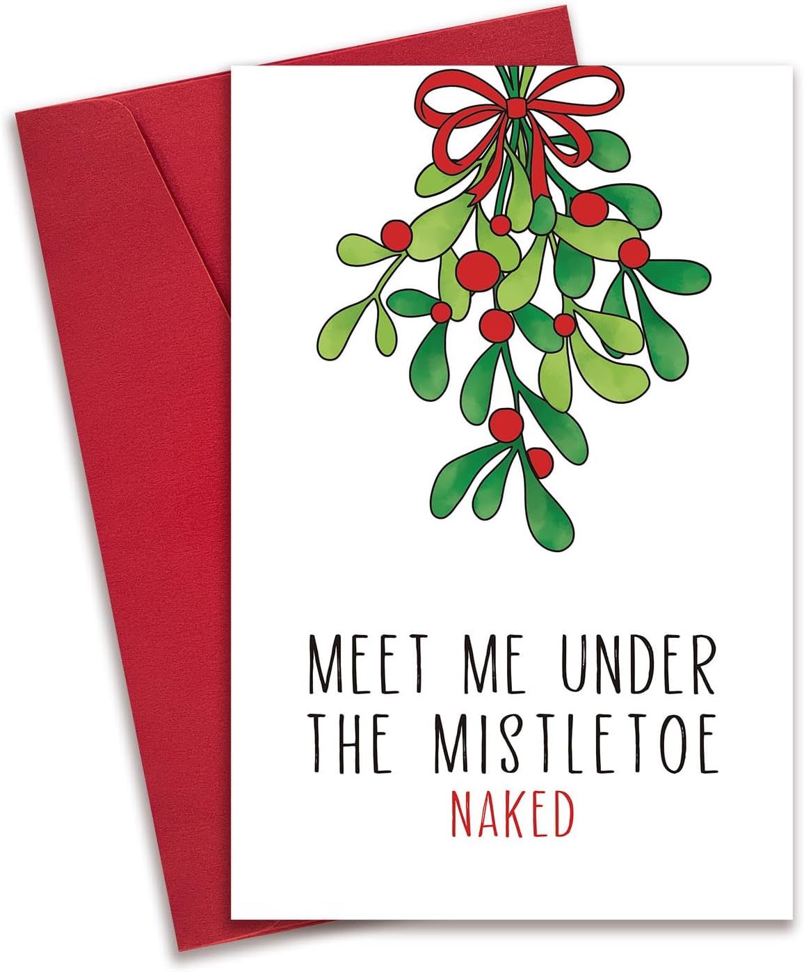 Funny Christmas Card Gift for Boyfriend Girlfriend, Naughty Christmas Card for Wife Husband, Sexy Merry Christmas Card, Lovely Xmas Card, Meet Me Under The Mistletoe Naked