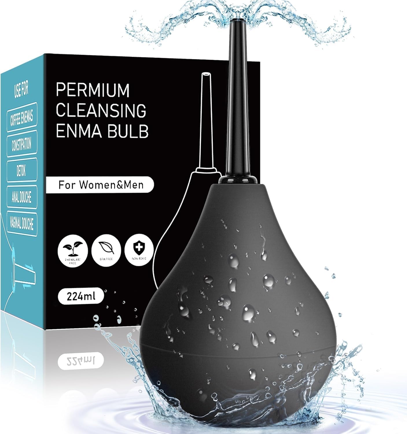 224ML Douche Enema kit Silicone, Reusable Enema for Constipation Cleaner for Men Women