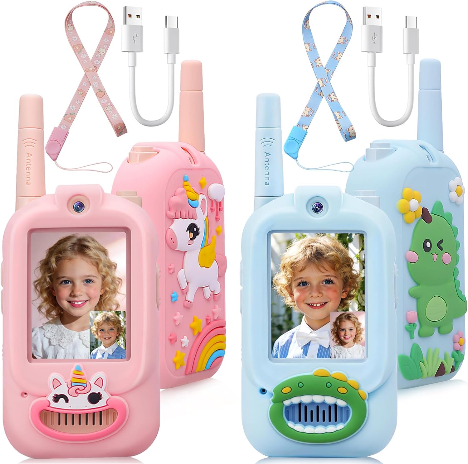 2 Pack Video Walkie Talkies for Kids Rechargeable Digital Toy Walkie-talkies with Camera Long Range for Boys Girls Age 3-5 Children