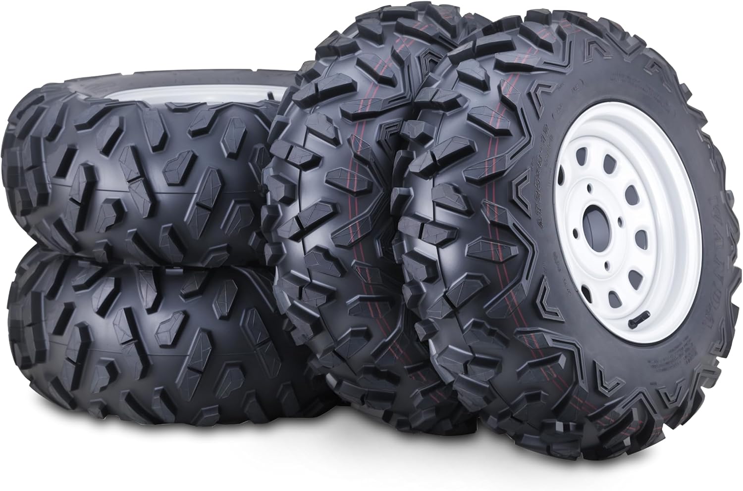 WANDA ATV Tire and Wheel Set 25x8-12 25x10-12 on 4x110mm PCD 5+2 Silver Rim