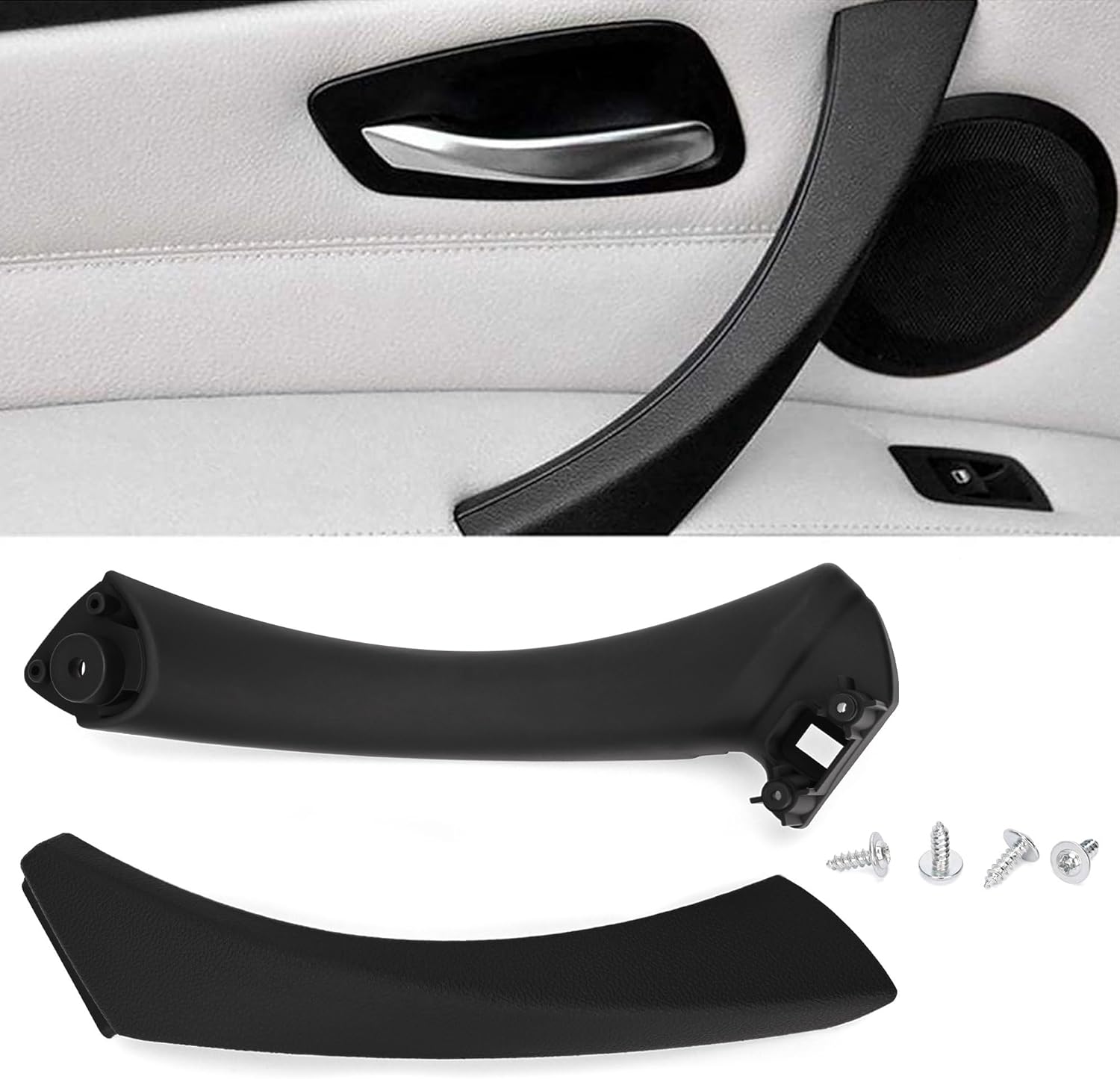 ohbien Left Side Door Panel Handle Pull Trim for BMW 3 Series E90/E91 316 318 320 325 328 330 335, Car Inner Door Pull Handle Trim with Screws Passenger Door Side Handle Cover Trim