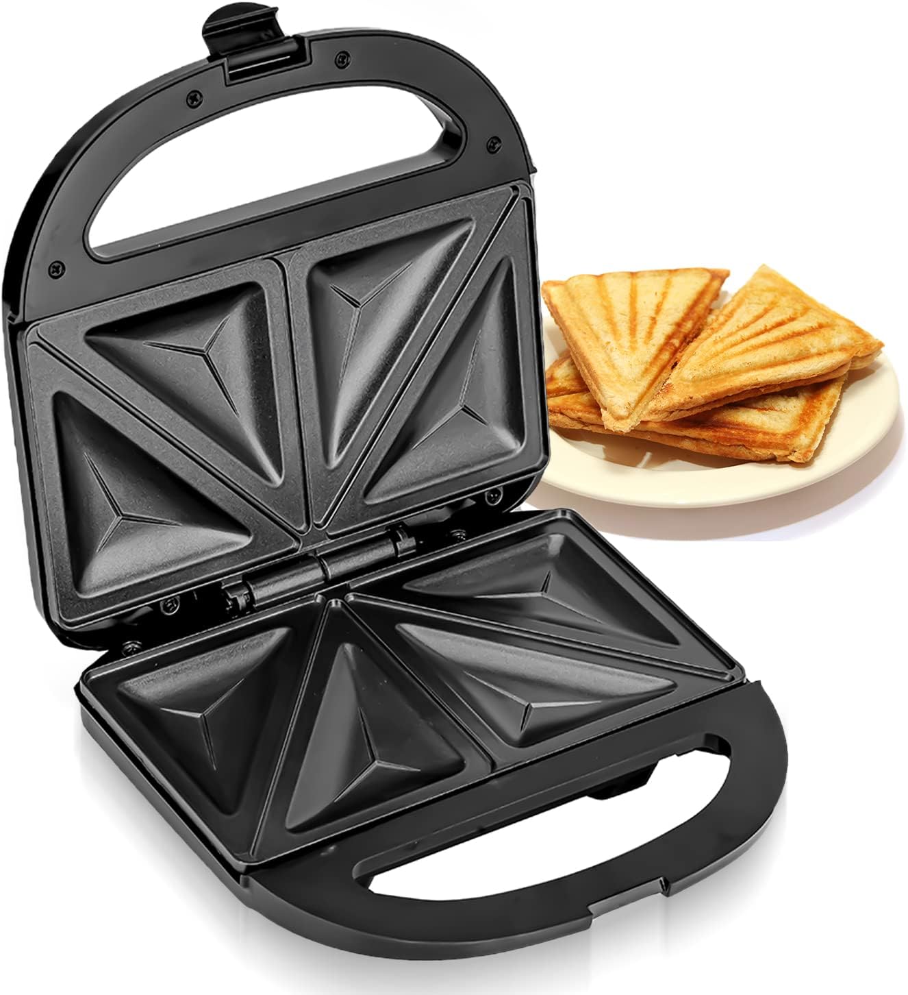 Geepas Toastie Maker | 2 Slice Sandwich Toaster, Cooks Delicious Crispy Sandwiches | 750W, 2 Slice Sandwich Press | Cool Touch Handle, Automatic Temperature Control & Non-Stick Plate