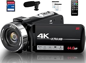 Camcorder Video Camera 4K Ultra 44MP Vlogging Camera for YouTube 18X Digital Zoom Camcorder 3.0" IPS Screen Video Recorder with External Mic, Controller, 2 Batteries and 32G SD Card