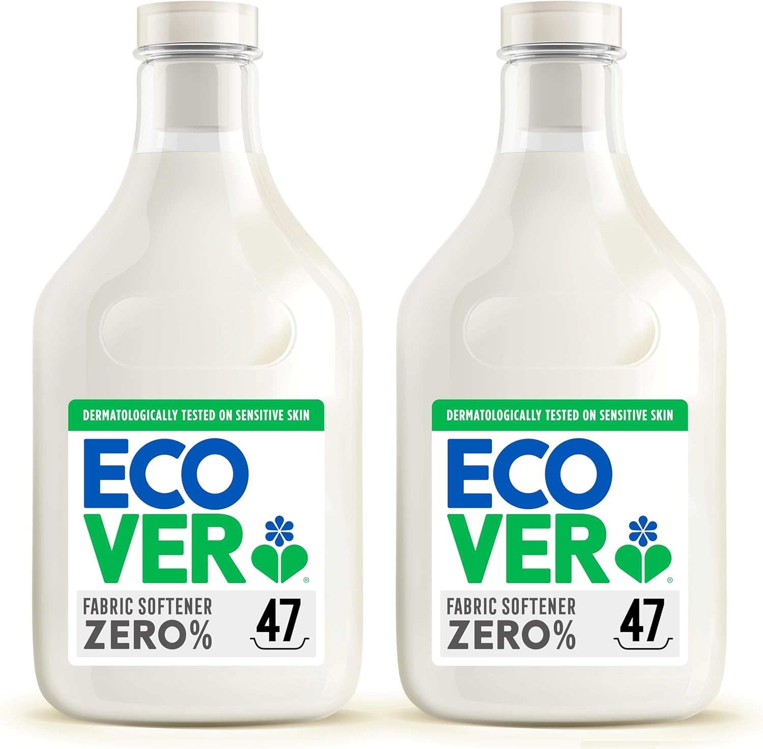 Ecover Zero Fabric Softener for Sensitive Skin, Baby Fabric Conditioner, Dermatologically Tested, 2 x 47 Washes, 2 x 1.43L