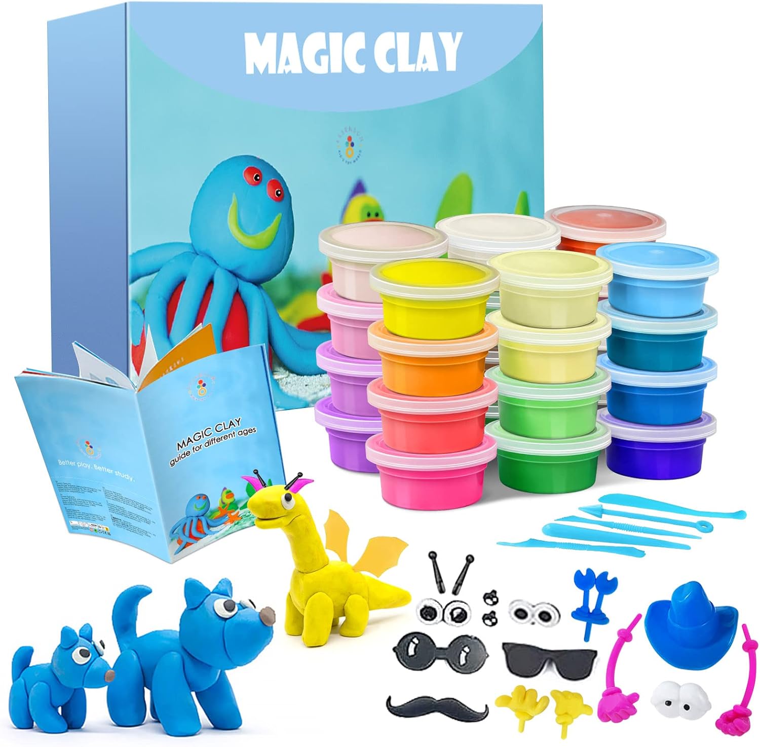 Modeling Clay Kit - 24 Colors Air Dry Clay DIY Molding Clay with Tools, Kids Art Crafts Gift for Boys & Girls Age 3-12 Year Olds